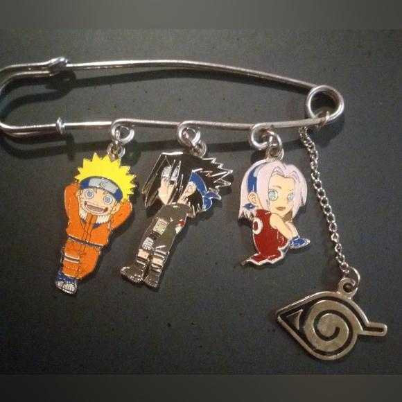 Naruto Safety Pin with Charms - Picture 2 of 2